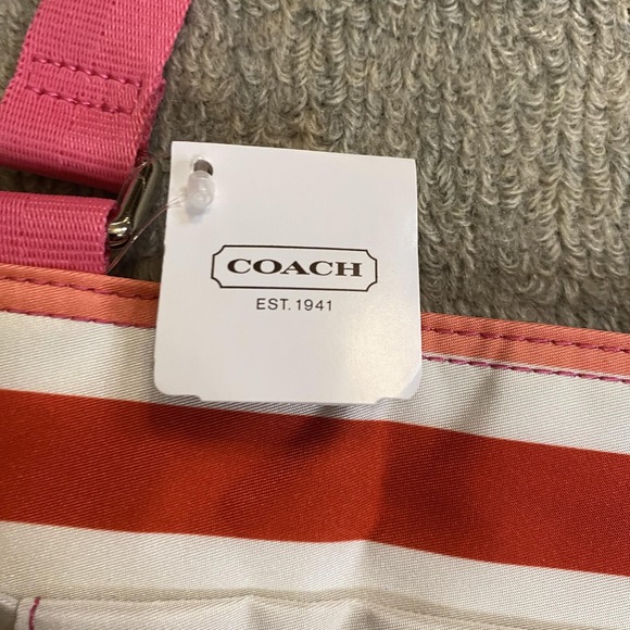 Coach Crossbody Bag Womens Medium Multicolor Stripe Nylon Pink Strap F31962 - Picture 5 of 16